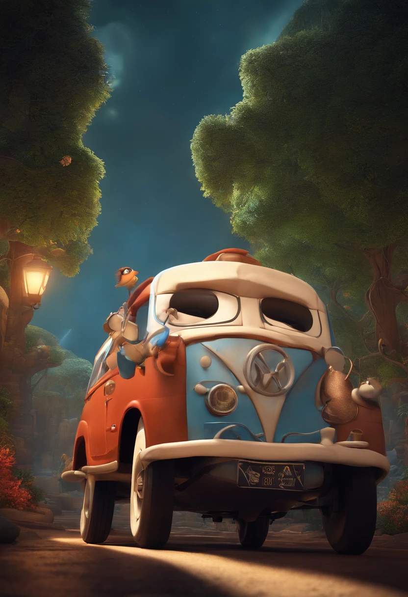 um homem, em breve, barba curta, olhos castanhos, com fones de ouvido, A music studio in the background, Imagem no estilo Pixar, Estilo de filme animado 3D, Disney, camiseta preta