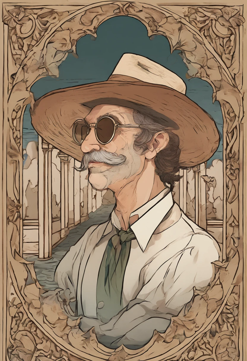 Pesquisador estiloso Henry Mintzberg, Man with round window panes and a hat, usando oculos de grau
