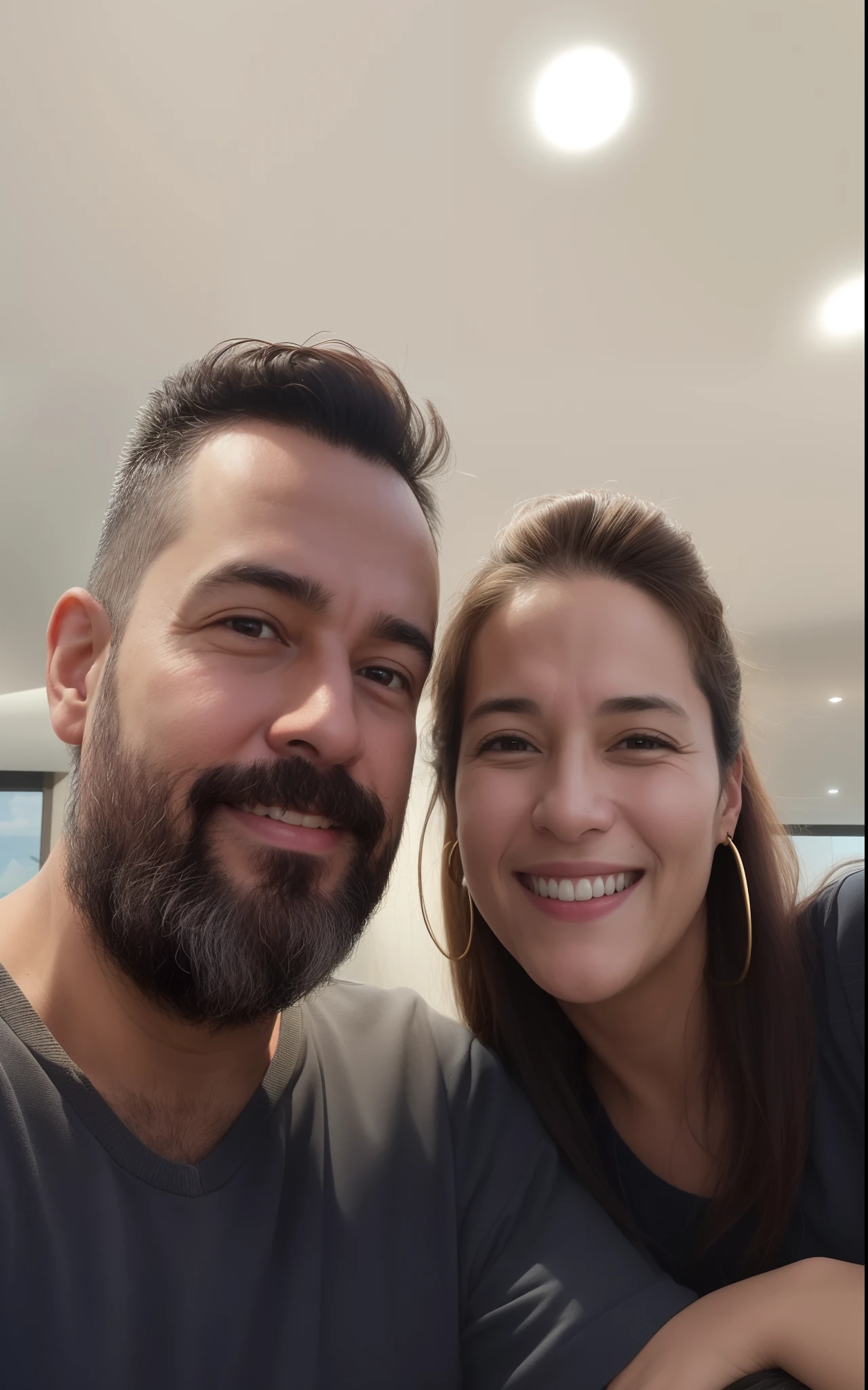 There's a man in a cap and a woman taking a selfie, imagem da disney, foto do perfil, Directed by: Nandor Soldier, foto de perfil, Fotografia selfie 8k, imagem de qualidade muito baixa, Karla Ortiz, fernanda suarez, foto de perfil, Valentina Embaralhamento, taken in the early 2020s, momma and papa, desenho animado.