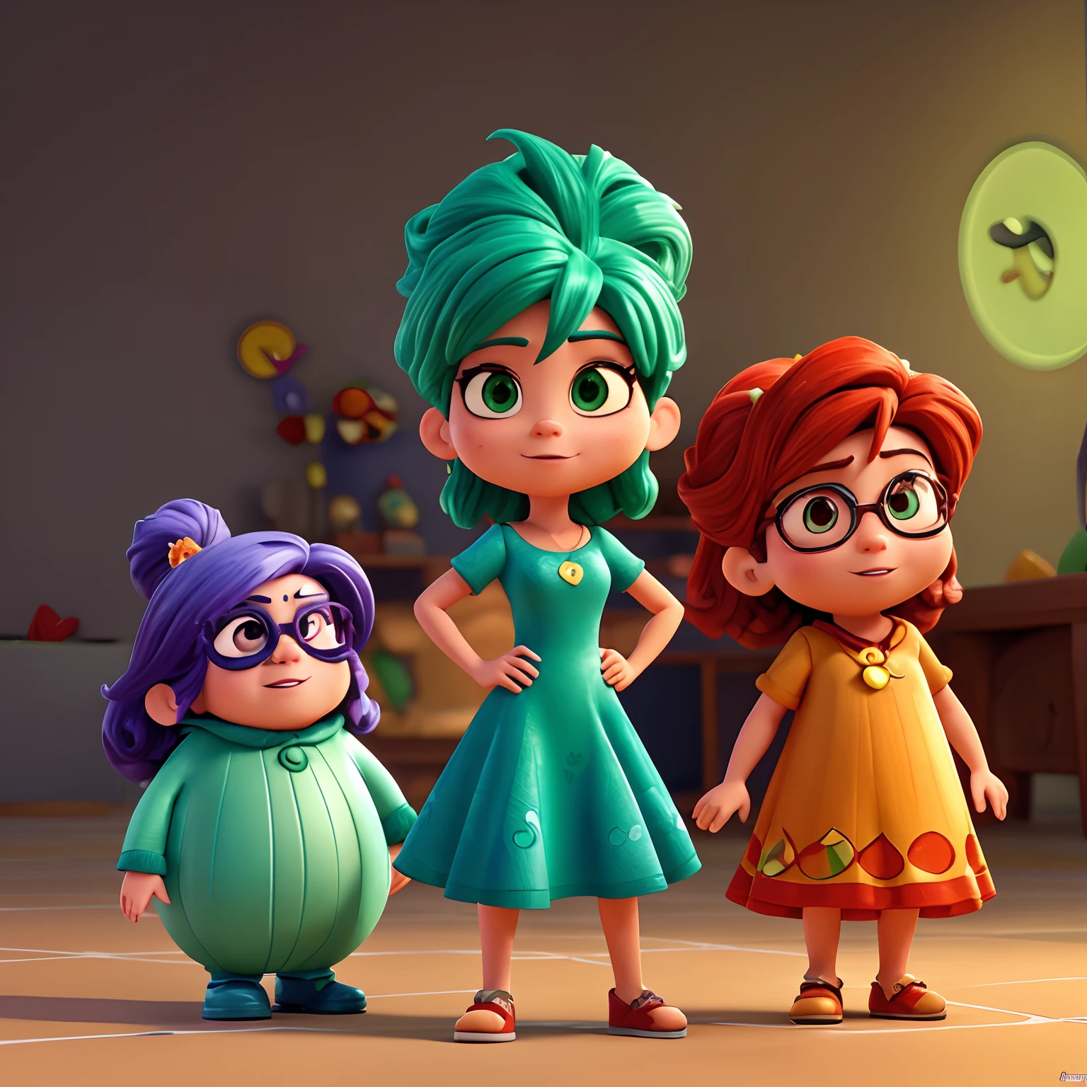 personagem dos desenhos animados de uma mulher, cabelos ondulados e usando vestido verde, animation character, Caractere estilizado, animation style rendering, 3D estilizado, Arnold Maya render, 3 d render stylized, toon render keyshot, Personagem 3D, Personagem 3D, 3d rendering stylized, 3 d character render, personagem de desenho animado, Personagem de close up, Pose de personagem,  (Estilo Pixar) (master part:1.2) (Bokeh) (best quality) (pele detalhada) (textura detalhada) (8k) (argila) (Cinematic lighting) (foco nítido)