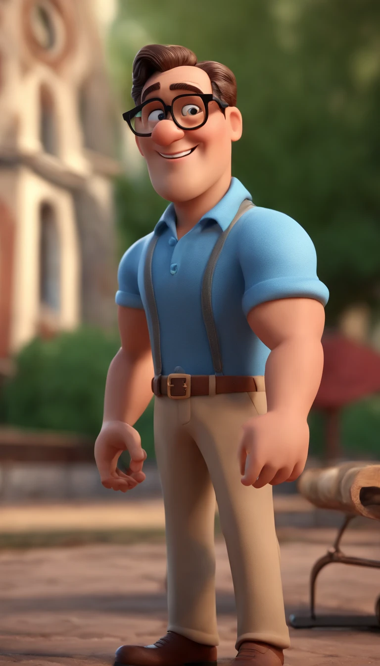 Cartoon character of a man with black glasses and a blue shirt, animation character, Caractere estilizado, animation style rendering, 3D estilizado, Arnold Maya render, 3 d render stylized, toon render keyshot, Personagem 3D, Personagem 3D, 3d rendering stylized, 3 d character render, personagem de desenho animado, Personagem de close up, Pose de personagem, (Estilo Pixar) (master part:1.2) (Bokeh) (best quality) (pele detalhada) (textura detalhada) (8k) (argila) (Cinematic lighting) (foco nítido