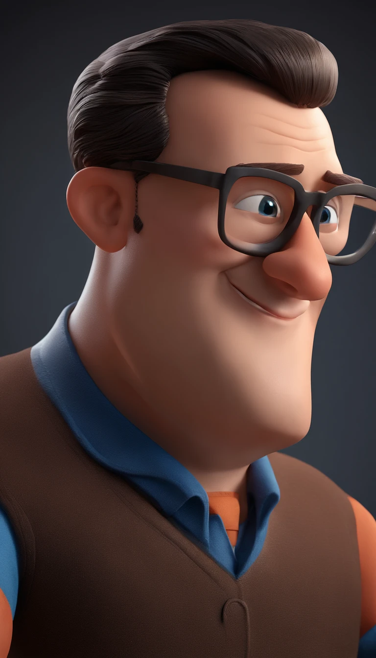 Cartoon character of a man with black glasses and a blue shirt, animation character, Caractere estilizado, animation style rendering, 3D estilizado, Arnold Maya render, 3 d render stylized, toon render keyshot, Personagem 3D, Personagem 3D, 3d rendering stylized, 3 d character render, personagem de desenho animado, Personagem de close up, Pose de personagem, (Estilo Pixar) (master part:1.2) (Bokeh) (best quality) (pele detalhada) (textura detalhada) (8k) (argila) (Cinematic lighting) (foco nítido