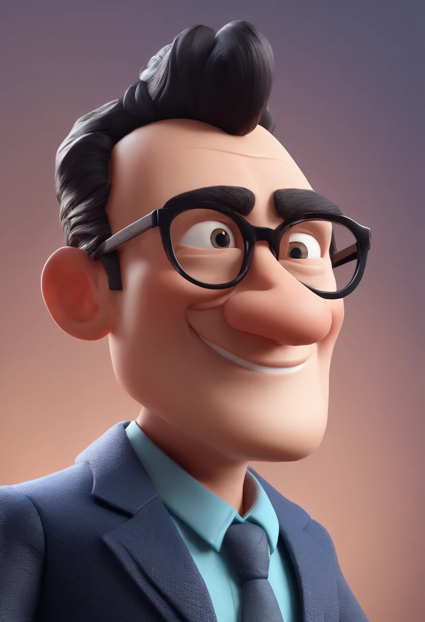 Cartoon character of a man with black glasses and a blue shirt, animation character, Caractere estilizado, animation style rendering, 3D estilizado, Arnold Maya render, 3 d render stylized, toon render keyshot, Personagem 3D, Personagem 3D, 3d rendering stylized, 3 d character render, personagem de desenho animado, Personagem de close up, Pose de personagem,  (Estilo Pixar) (master part:1.2) (Bokeh) (best quality) (pele detalhada) (textura detalhada) (8k) (argila) (Cinematic lighting) (foco nítido