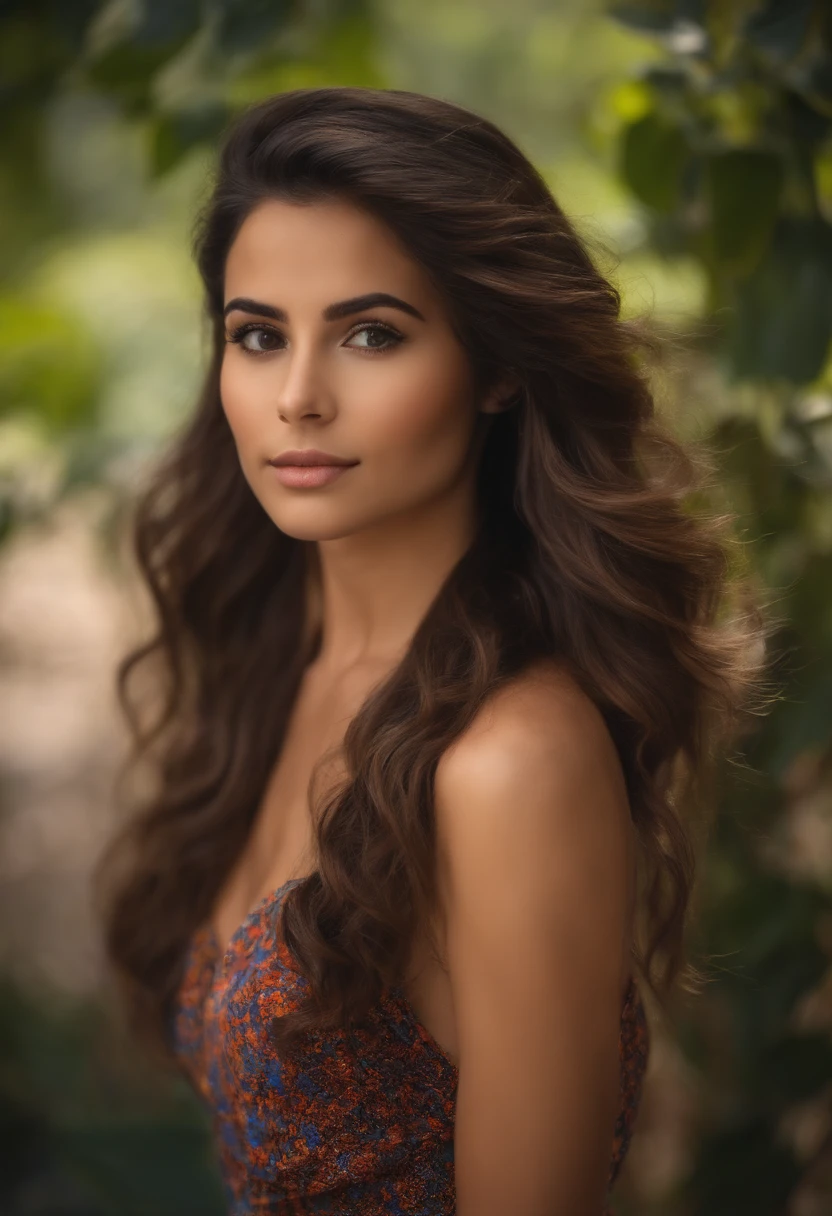 femme hispanic brune de 20 ans cheveux mi long mince avec de la poitrine