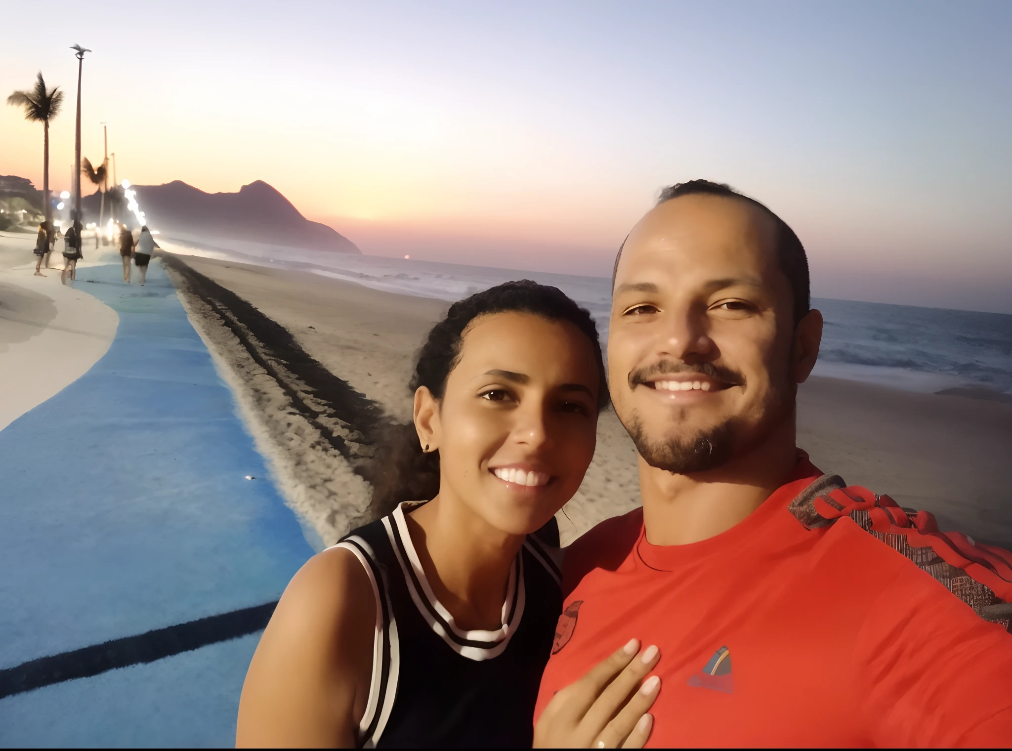 They are posing for a photo on the beach at sunset, Directed by: Nandor Soldier, on the beach during sunset, on the beach at sunset, 3 5 year brazilian mother, imagem de perfil, andrea rocha, Directed by: Felipe Seade, on the beach at sunset, foto de perfil, Malika Favre, david rios ferreira, Directed by: Willian Murai, during sunset