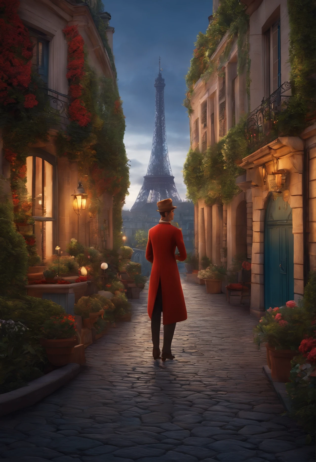 A Dream Architect Inspired by Pixar Animation, de perto. The character is in Paris
