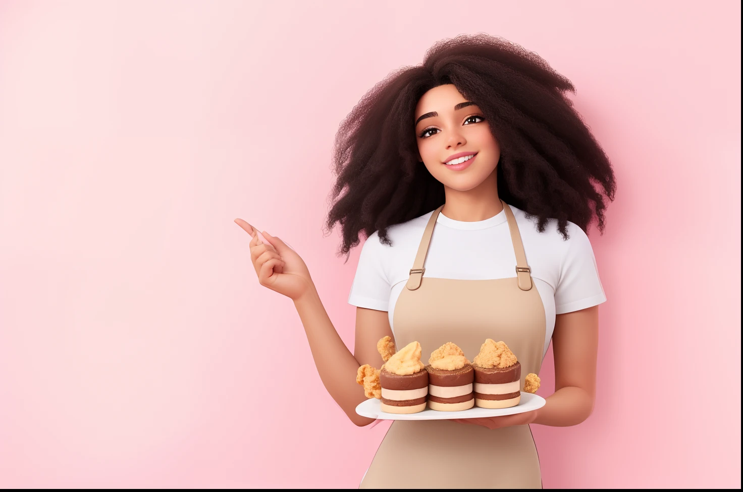 a beautiful black woman, in chef&#39;s clothes, preparing several large homemade chocolates to sell