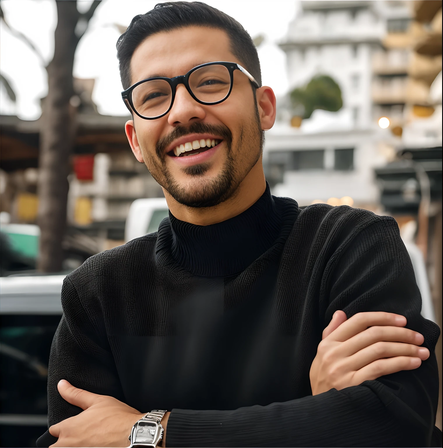Smiling man in black sweater and glasses with arms crossed, Raphael Personnaz, ástor alexander, Aykut Aydogdu, Carmelo Blandino, Alexandros Pyromallis, Henry Alvim Correa, Guilherme H. Pongiluppi, Mateo Dineen, Federico Pelat, Andrei Riabovitchevy