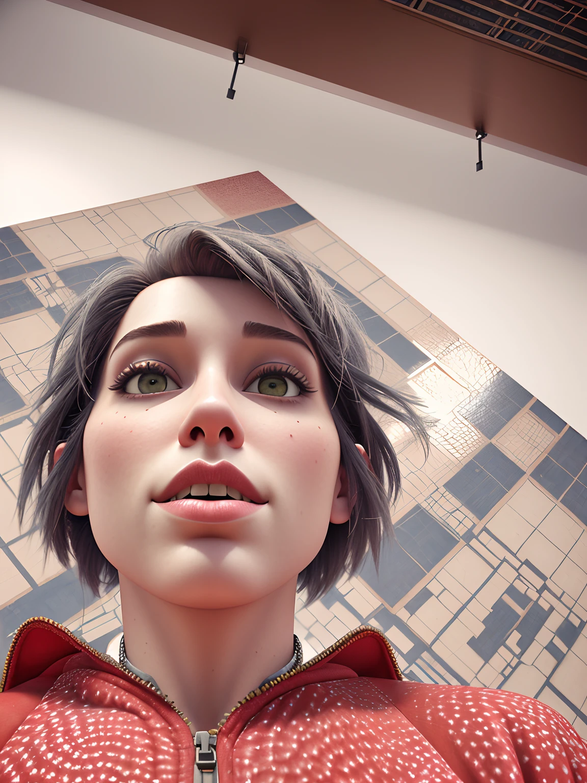 (pixarstyle:1.25) a waist-length portrait of a punk girl in a leather jacket, bob hairstyle, choker, natural skin texture, 4k textures, hdr, intricate, highly detailed, sharp focus, cinematic look, hyperdetailed