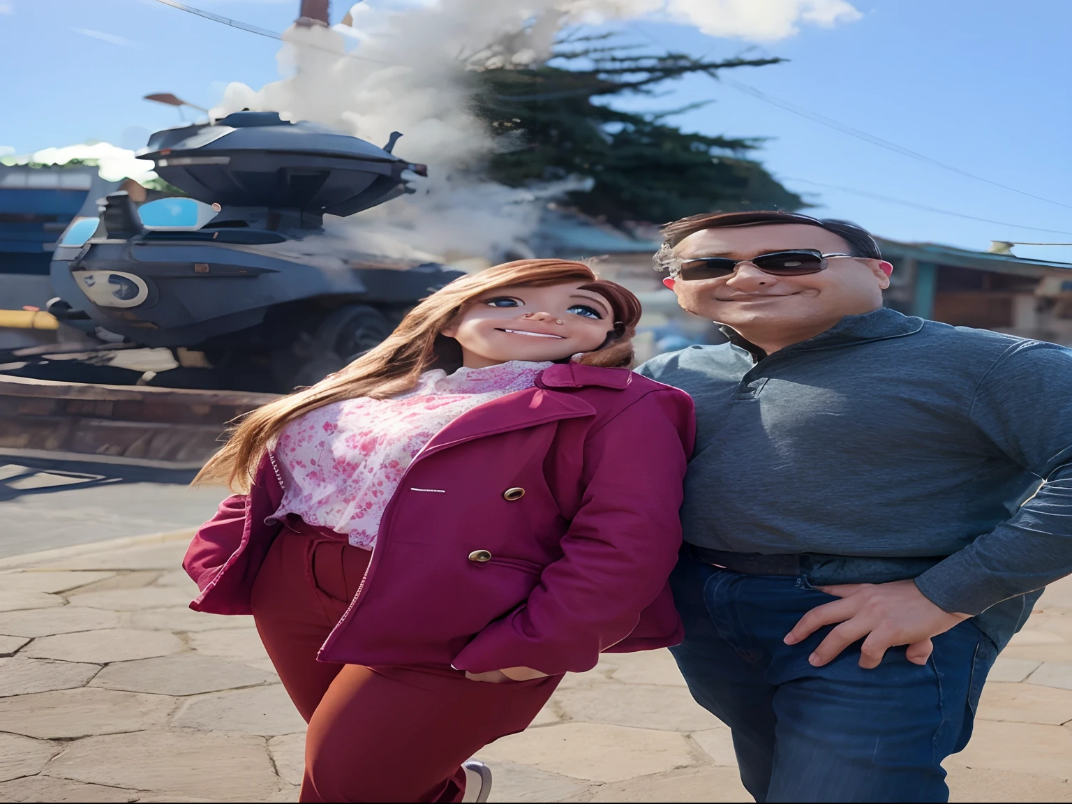 Poster no estilo disney pixar, casal