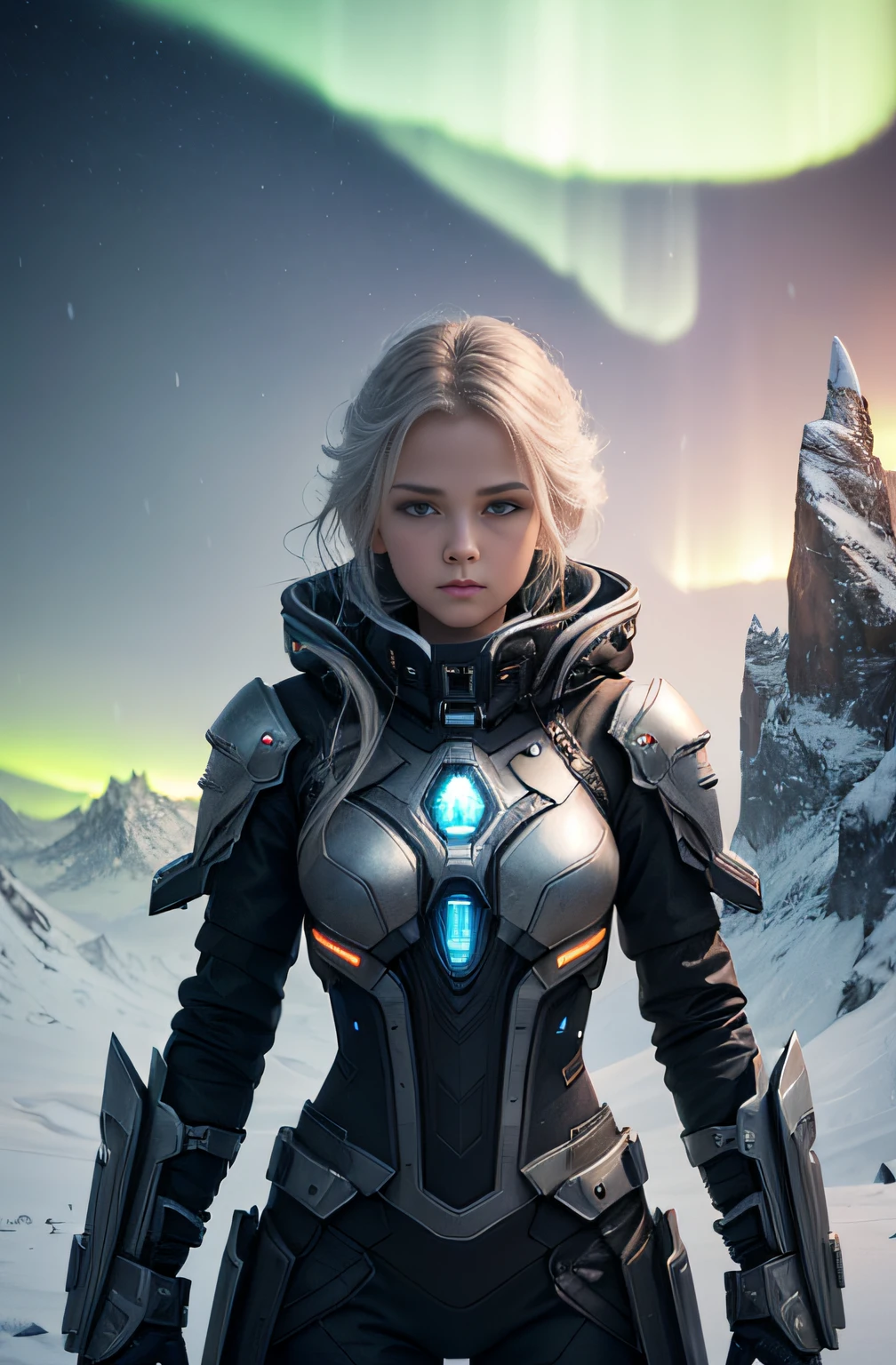 ModelShoot style, (Extremely detailed Cg Unity 8K wallpaper),cyber punk perssonage [Snowy mountain landscape with fog，snow mountains] ，Immerse yourself in the beautiful aurora，Live in the clouds of the starry sky，Behind the clouds，（multiple exposure：1.8），(Transparent ethereal girl face blends with aurora，Overlay with snowy mountains)，Multiple elements blend the image，photography of：Brandon Woelfelmist，Surreal dreams，Gray atmosphere，raining day，dyna，lut，hdr，Surrealist art fantasy style，Epic digital fantasy art style，Beautiful dream art, Science-fi digital art illustration,Fantastic digital painting, futuristic digital painting, Fantastic concept art, In front of the sci-fi snowy mountain landscape, science fiction digital art, Fantastic transparent ethereal girl portrait