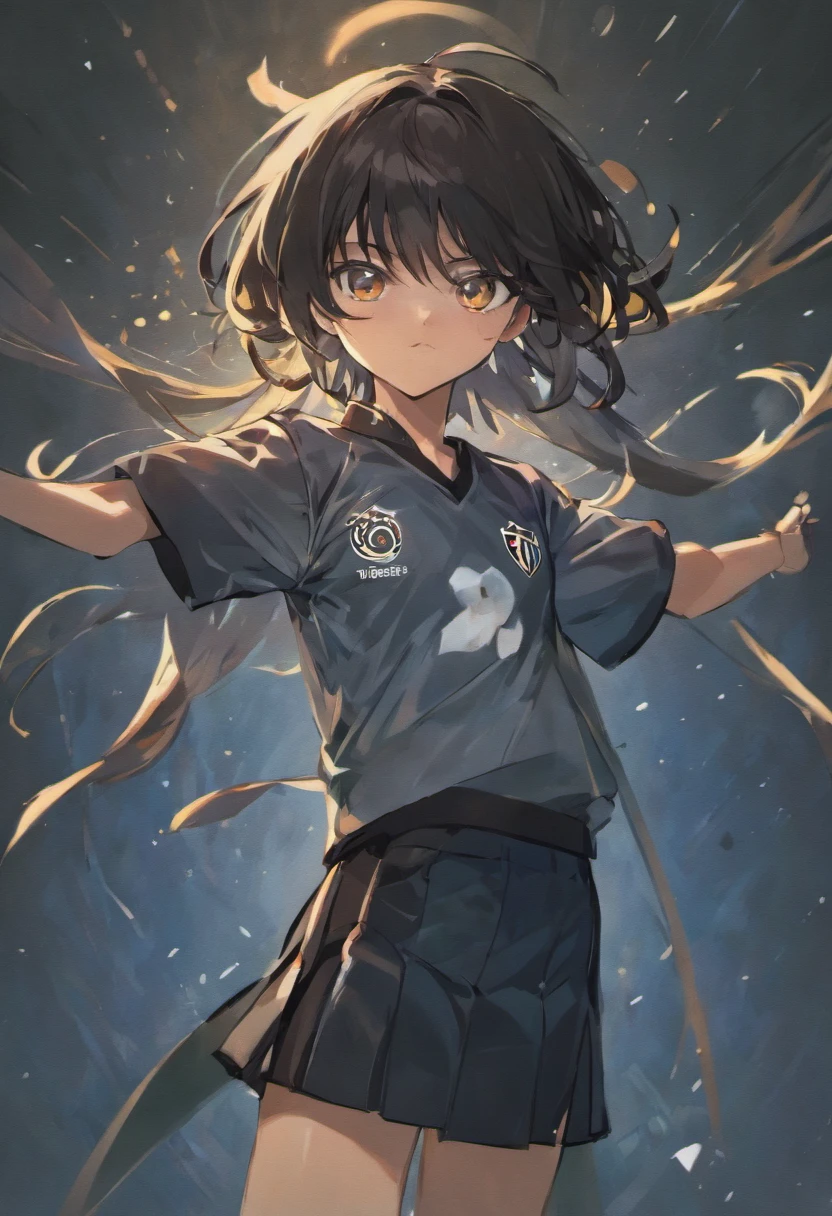 ((adolescente negro)) de ((cabelo curto)) cacheado vestindo uniforme de time de futebol do corinthians