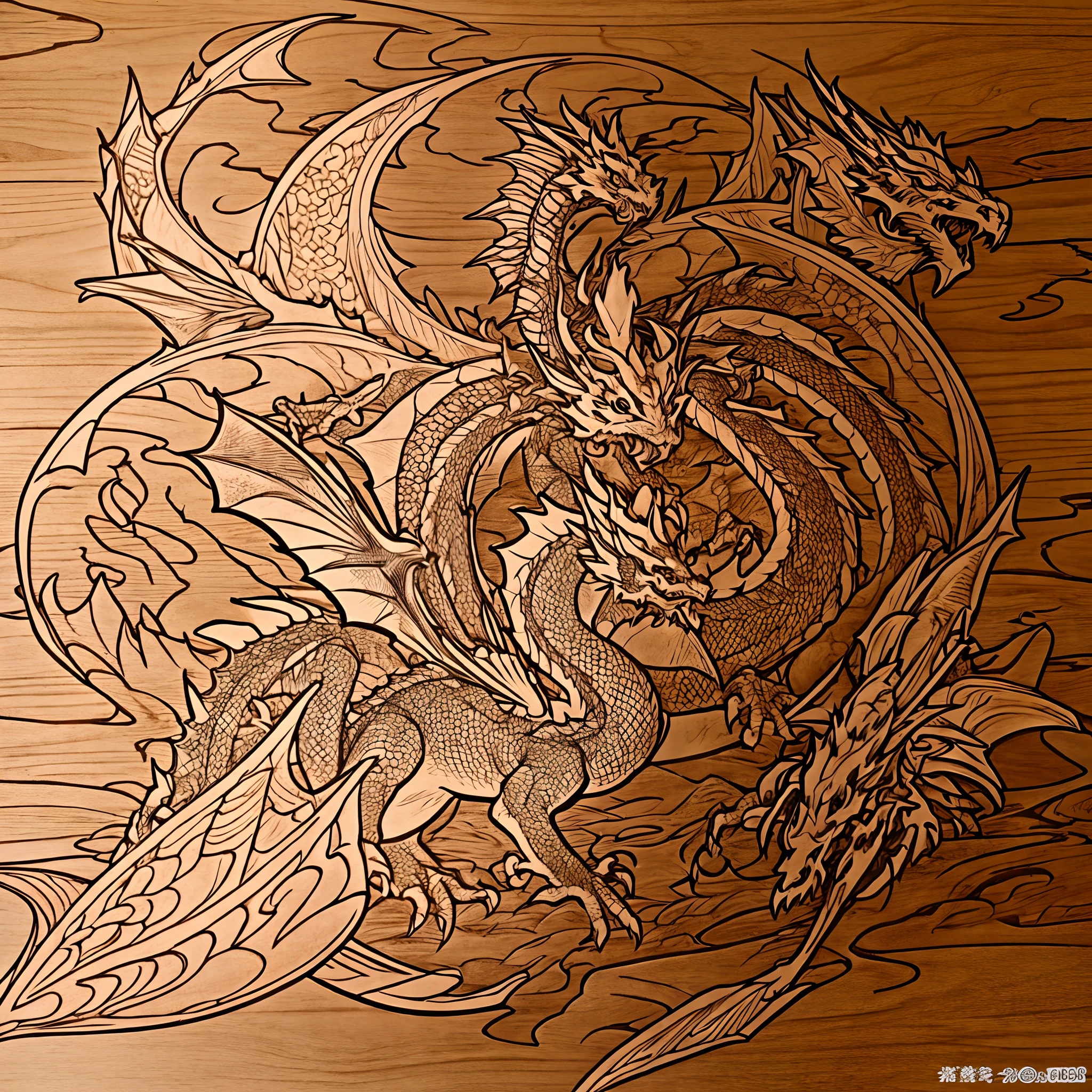 Carving、dragon🐲、Line Art、One Dragon