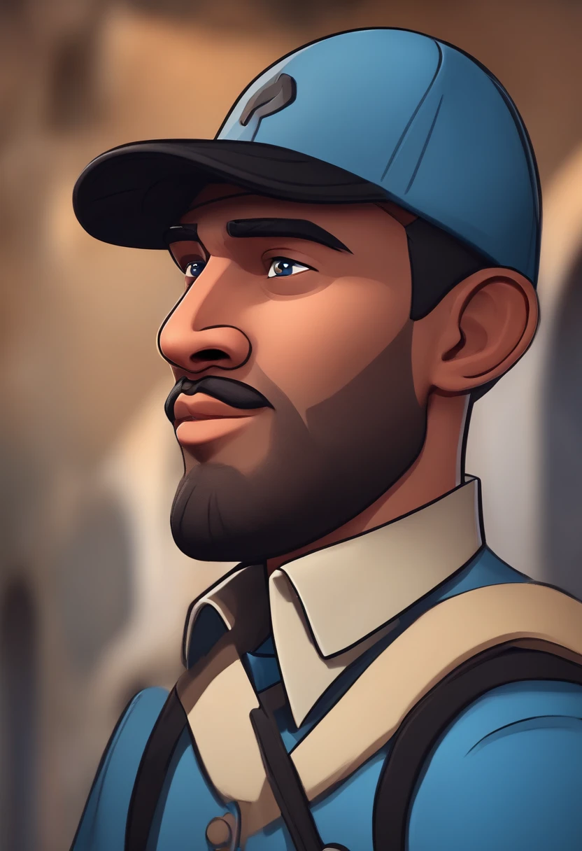 Cartoon character of a man wearing black cap and a blue shirt, um personagem animado, Caractere estilizado, animation style rendering, 3D estilizado, Arnold Ma