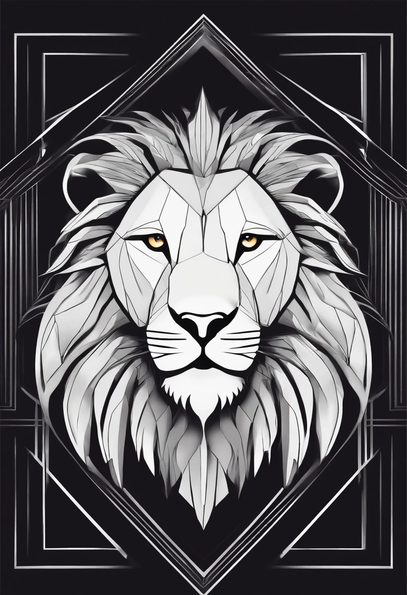 Make a logo of a white lion on a black background, The lion has to be futuristic, so make it totally minimalist as minimalist as you can and abuse a lot of geometric shapes