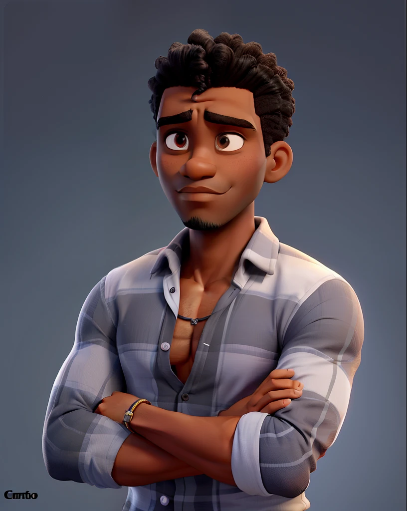 A cartoon character of a man with a shirt and a watch - SeaArt AI