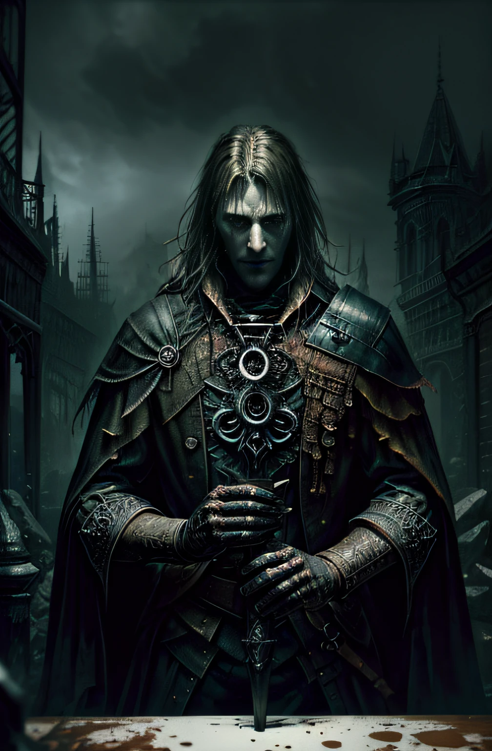 (((soulsborne))), (full frame photo 1.7), blemished flawed skin, realistic photo, black haired EmWat69, gothic make up, demonic witch, (((evil, sinister, dark, grim))) [smoke], [haze], big lips, pouting lips, skin pores, skin blemishes, natural lighting, shallow depth of field, photographed on a Canon EOS-1D X Mark III, 50mm lens, F/2.8, (hyperdetailed), ((RAW color)), sharp focus, HDR, 4k resolution, olpntng style, quality, (((chaos))), blonde hair, extreme detail, ominous coloring, high dynamic range, shadows, subdued colors, centered, volumetric lighting, Sherry Akrami, Jorge Jacinto's artstyle, Richard Davie's artstyle, Dave Greco and Angel Ganev art, Jason Chan artstyle, golden ratio , tattooed body, deep textures, mirrors, torches, sf, intricate artwork masterpiece, ominous, matte painting movie poster, golden ratio, trending on cgsociety, intricate, epic, , highly detailed, production cinematic character render, ultra high quality model, oil painting, heavy strokes, paint dripping, oil painting, heavy strokes, paint dripping, oil painting, heavy strokes, paint dripping, (((meticulous, magnificent, maximum details, extremely hyper aesthetic))), bokeh, volumetric fog, (darkness:1.3), (grit:1.3), (decay:1.3), (dirt:1.3), volumetric fog, gritty, by (Jeremy Mann:1.2) and Grzegorz Rutkowski, subdued colors