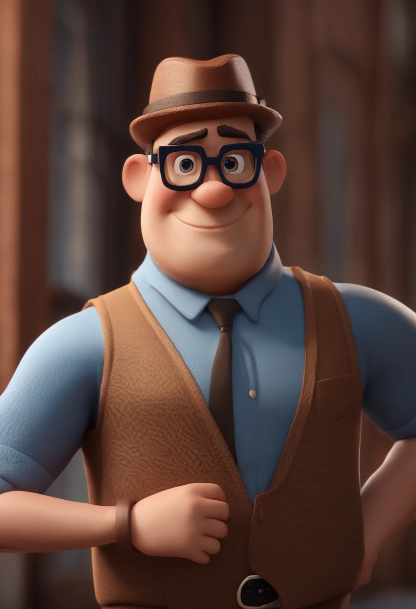 Cartoon character of a man with black glasses and a blue shirt, animation character, Caractere estilizado, animation style rendering, 3D estilizado, Arnold Maya render, 3 d render stylized, toon render keyshot, Personagem 3D, Personagem 3D, 3d rendering stylized, 3 d character render, personagem de desenho animado, Personagem de close up, Pose de personagem, (Estilo Pixar) (master part:1.2) (Bokeh) (best quality) (pele detalhada) (textura detalhada) (8k) (argila) (Cinematic lighting) (foco nítido