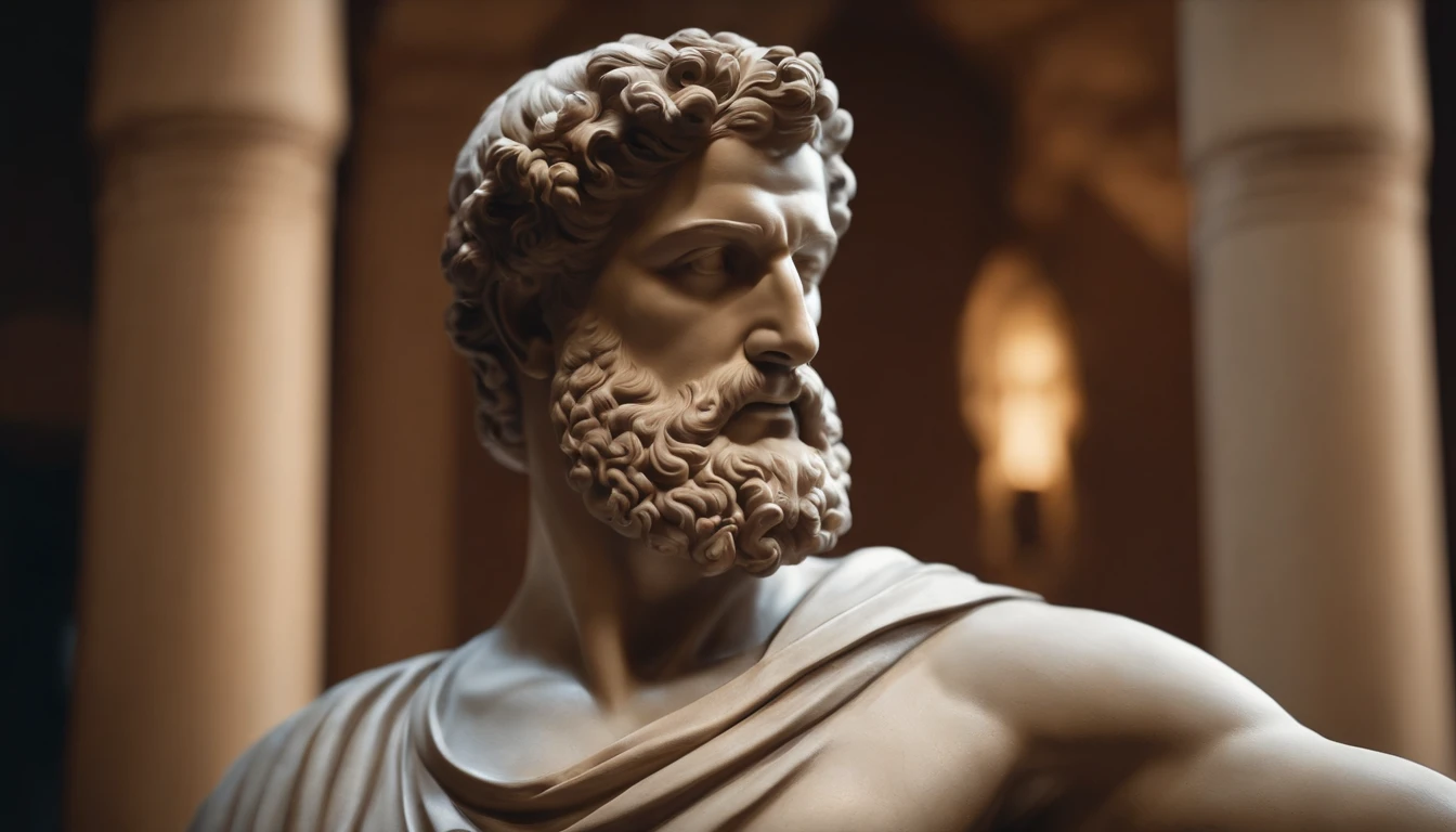 ((Best Quality)), ((Masterpiece)), (detailed)), ((bust)), a sculpture of a man in the Greek style
