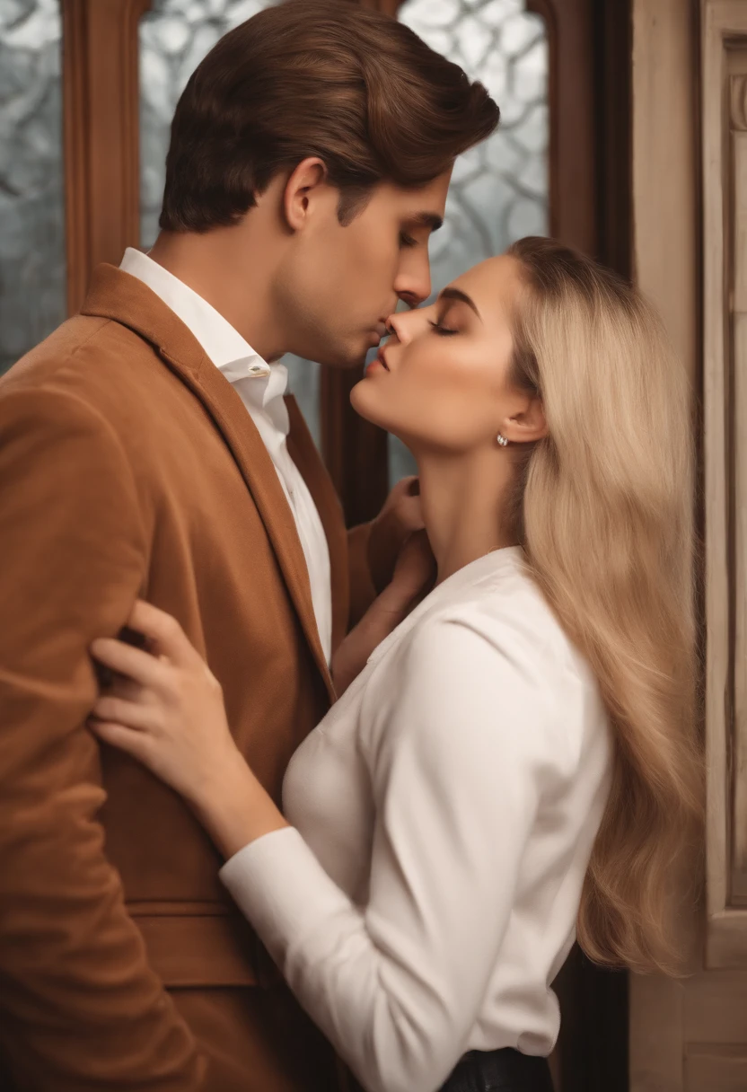 The girl kissing the teacher that is moaning very very loud, they both have cum everywhere on them and all over the walls