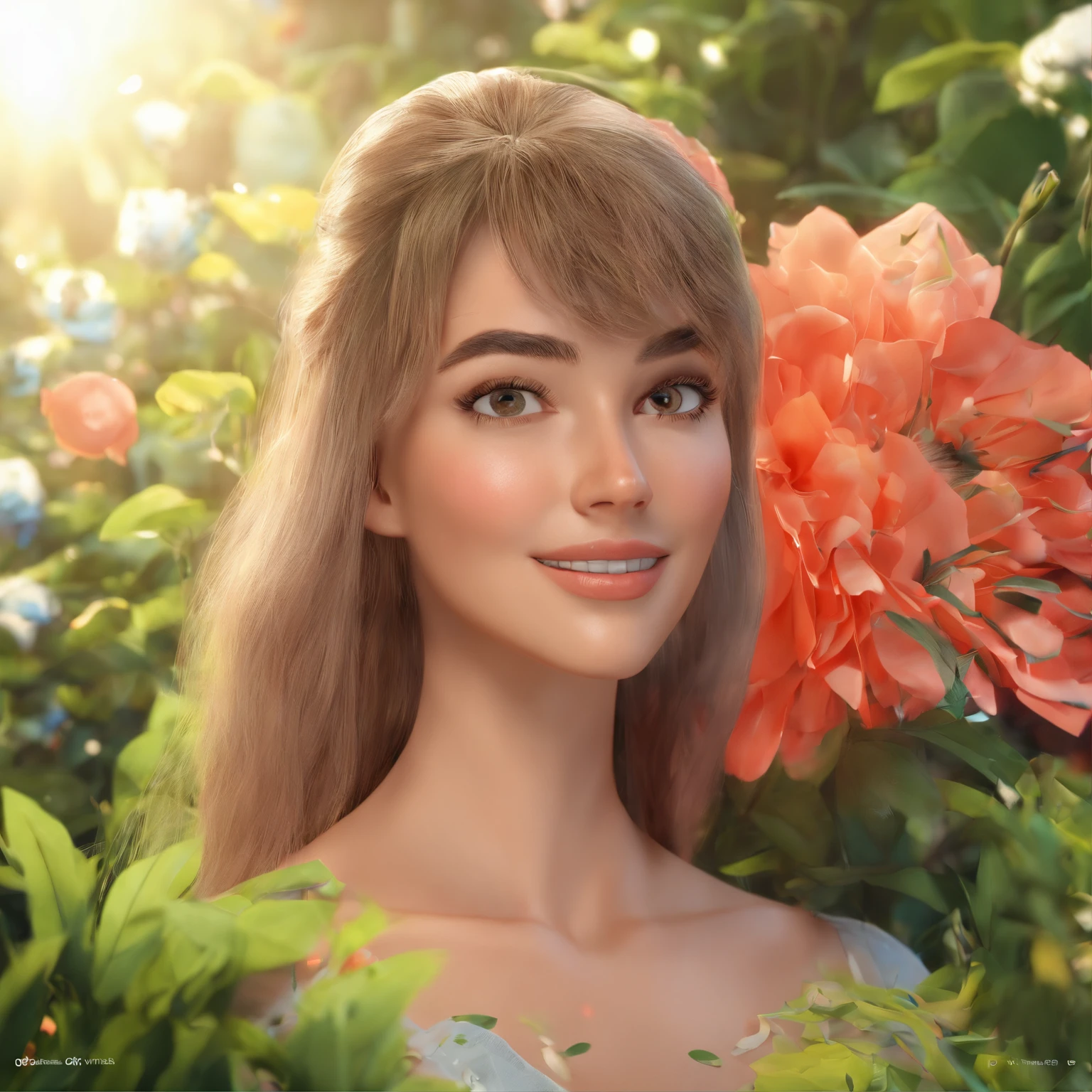 (best quality, highres:1.2), detailed face, medium hair, expressive eyes, defined lips, youthful appearance, stylish earrings, sharp focus, vibrant colors, studio lighting, natural pose, background: garden, captivating expression.
No need to include explanations.