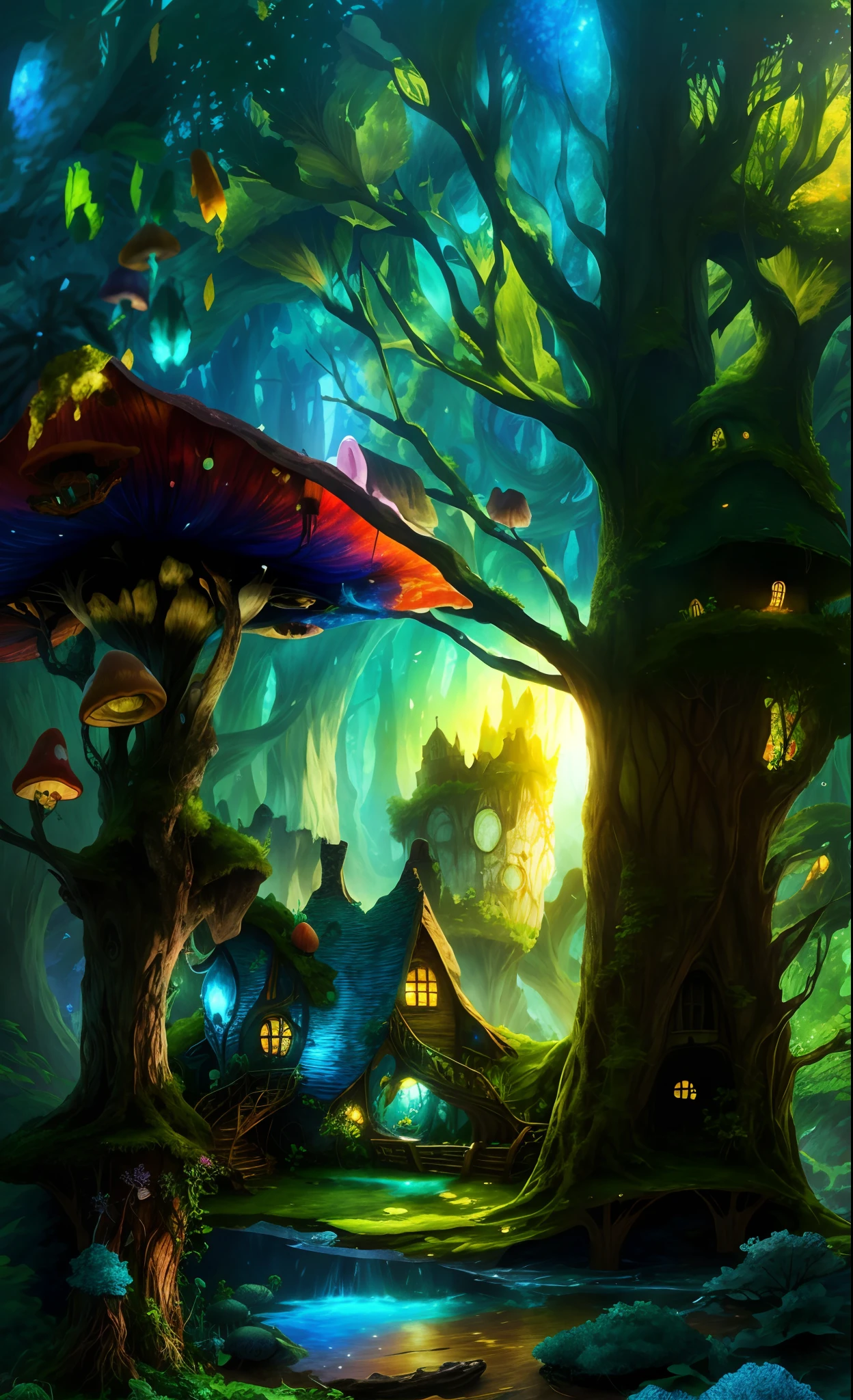 World in Bottle，A fairytale-like hideout，Multicolored mushroom house，Fairy World