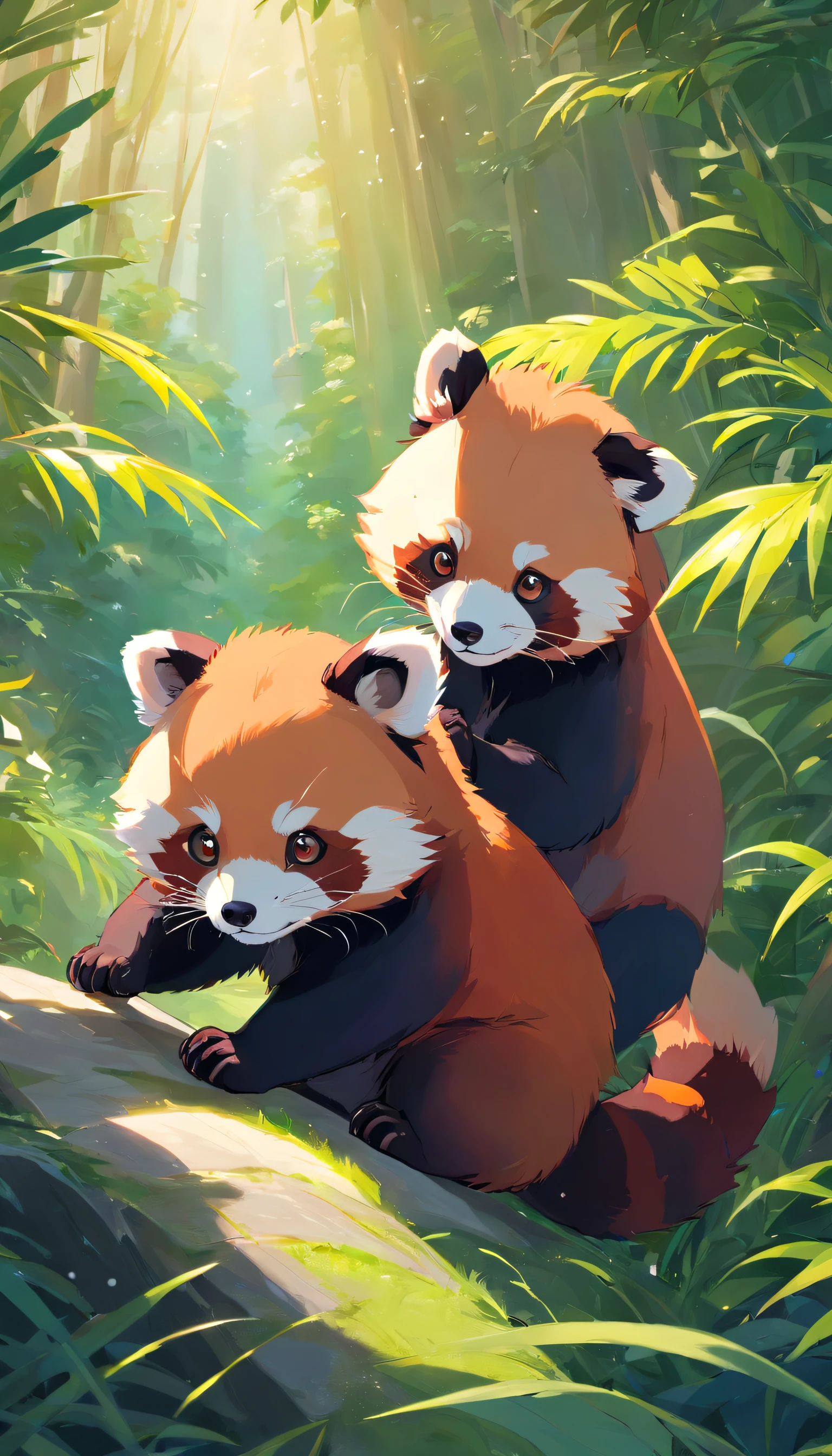 best qualtiy, tmasterpiece, 超A high resolution, realisticlying,Super cute red panda,wide angles