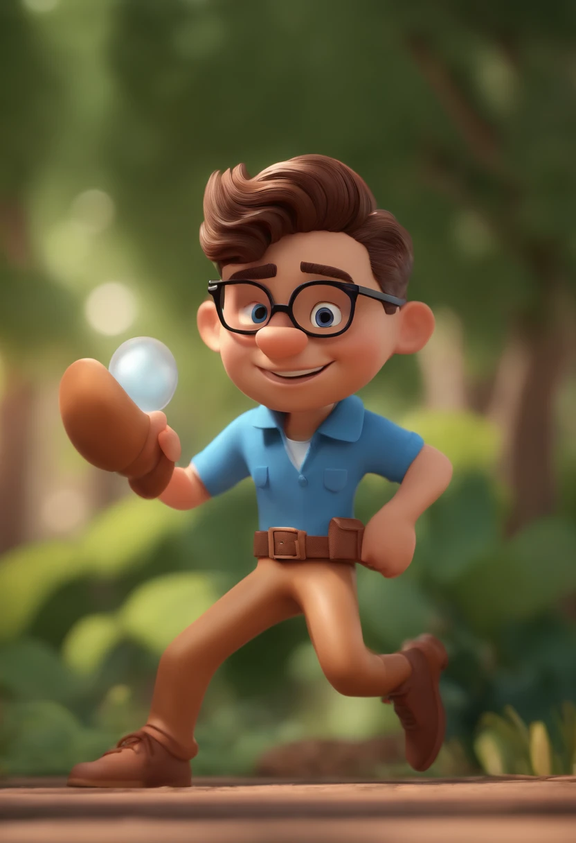 Cartoon character of a man with black glasses and a blue shirt, animation character, Caractere estilizado, animation style rendering, 3D estilizado, Arnold Maya render, 3 d render stylized, toon render keyshot, Personagem 3D, Personagem 3D, 3d rendering stylized, 3 d character render, personagem de desenho animado, Personagem de close up, Pose de personagem, (Estilo Pixar) (master part:1.2) (Bokeh) (best quality) (pele detalhada) (textura detalhada) (8k) (argila) (Cinematic lighting) (foco nítido