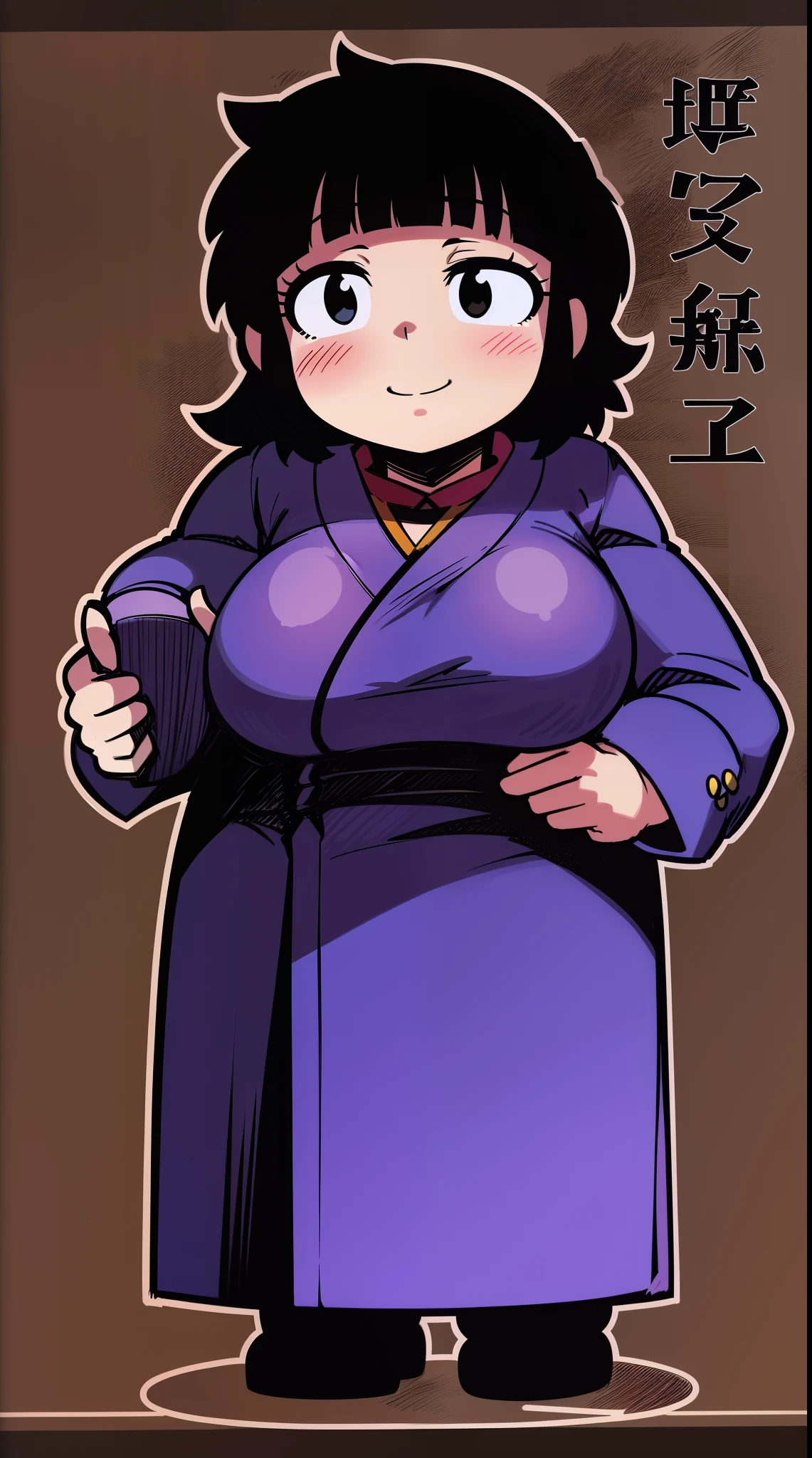medium breast, messy hair, big hair, chubby female, robe, dress, black hair, hold woman 83 years, fat, solo focus