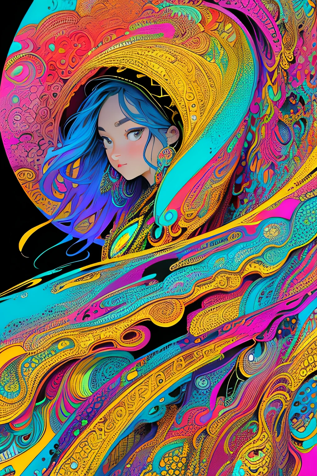 (masterpiece, top quality, best quality, official art, beautiful and aesthetic:1.2), (1girl:1.3), extremely detailed,(fractal art:1.2),colorful, highest detailed,(zentangle:1.2), (dynamic pose), (abstract background:1.5), (treditional dress:1.2), (shiny skin), (many colors:1.4), upper body