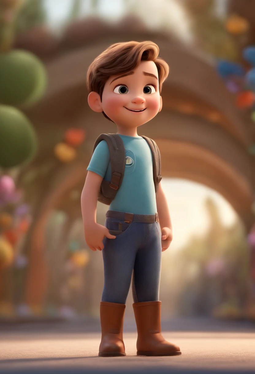a happy cute standing short hair, vestindo uma fantasia espacial, , fundo branco, barnet, Tom, Estilo Pixar, ....3d, desenhos animados, rosto detalhado, asymmetrical 16k