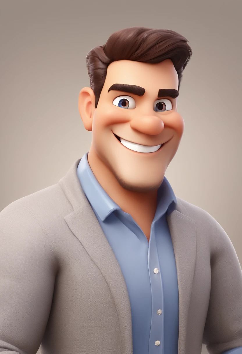 Smiling Man Illustration, sorriso insano, Homem de pele marrom com um sorriso gigante, happily smiling at the camera, sorriso atrevido, he's smiling, sorriso muito grande, Macho sorridente, foto de perfil headshot, rindo sorriso enorme, desenhando no estilo de Arte 3D, c4d, fundo de cor branco puro, estilo disney, estilo pixar render ilustracao Super Detalhe, 8k