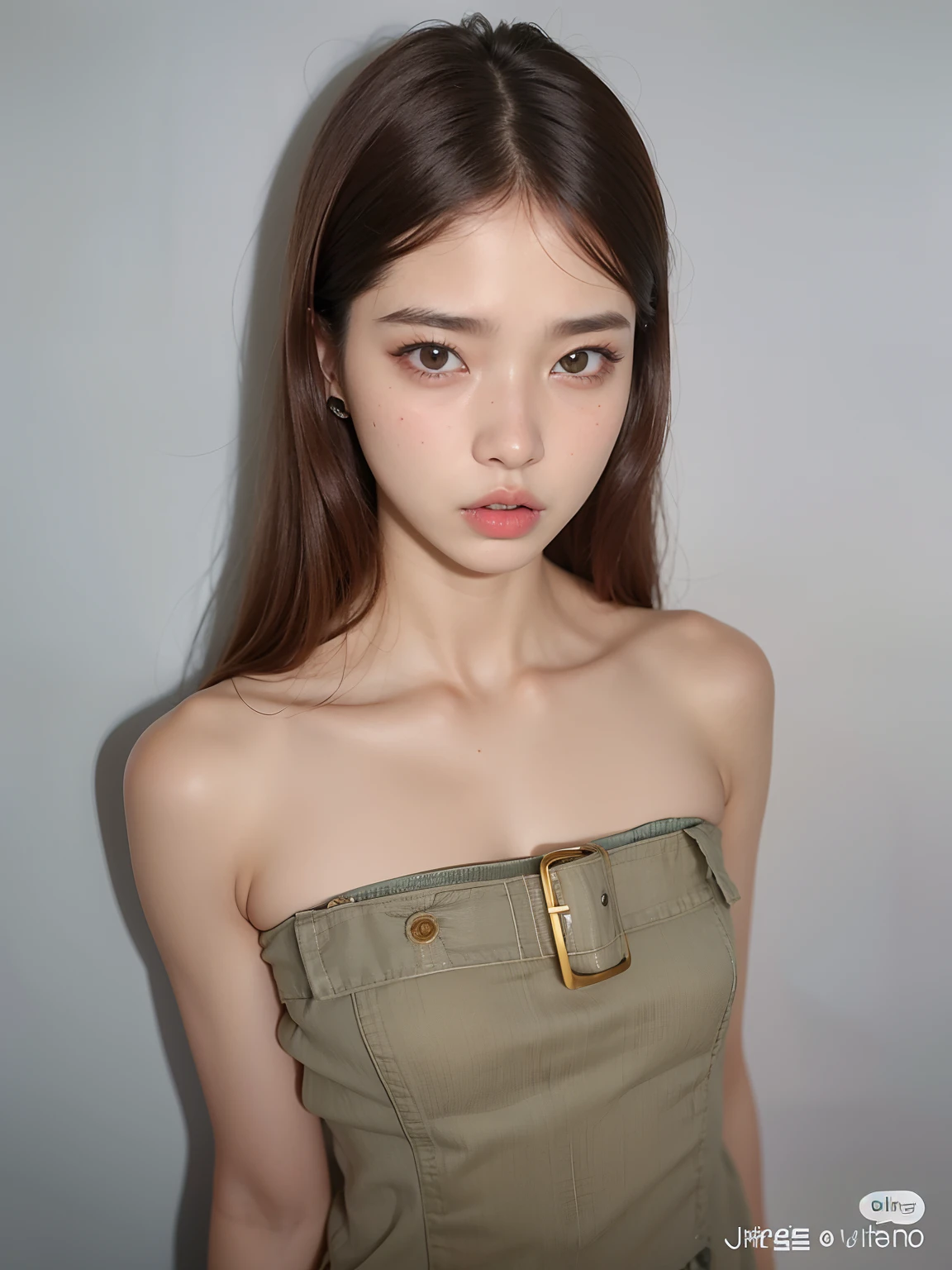 um close up de uma jovem mulher com cabelos longos usando um vestido tomara que caia, foto de modelo de slim, Jinyoung Canela, modelo bonito da meninalo muito bonito, modelo de rosto perfeito, foto de menina magrara de absurdamente bela, Seseon Yoon, 2 Modelo feminina de 4 anos, lindo modelo jovem, menina modelo bonim Hyun Joo