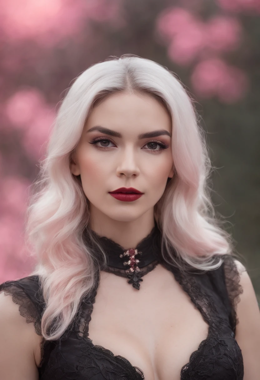 Mulher Lobo sexy com magia de fogo na mao, Pink background with black with gothic outfit, melhor qualidade, qualudade perfeita