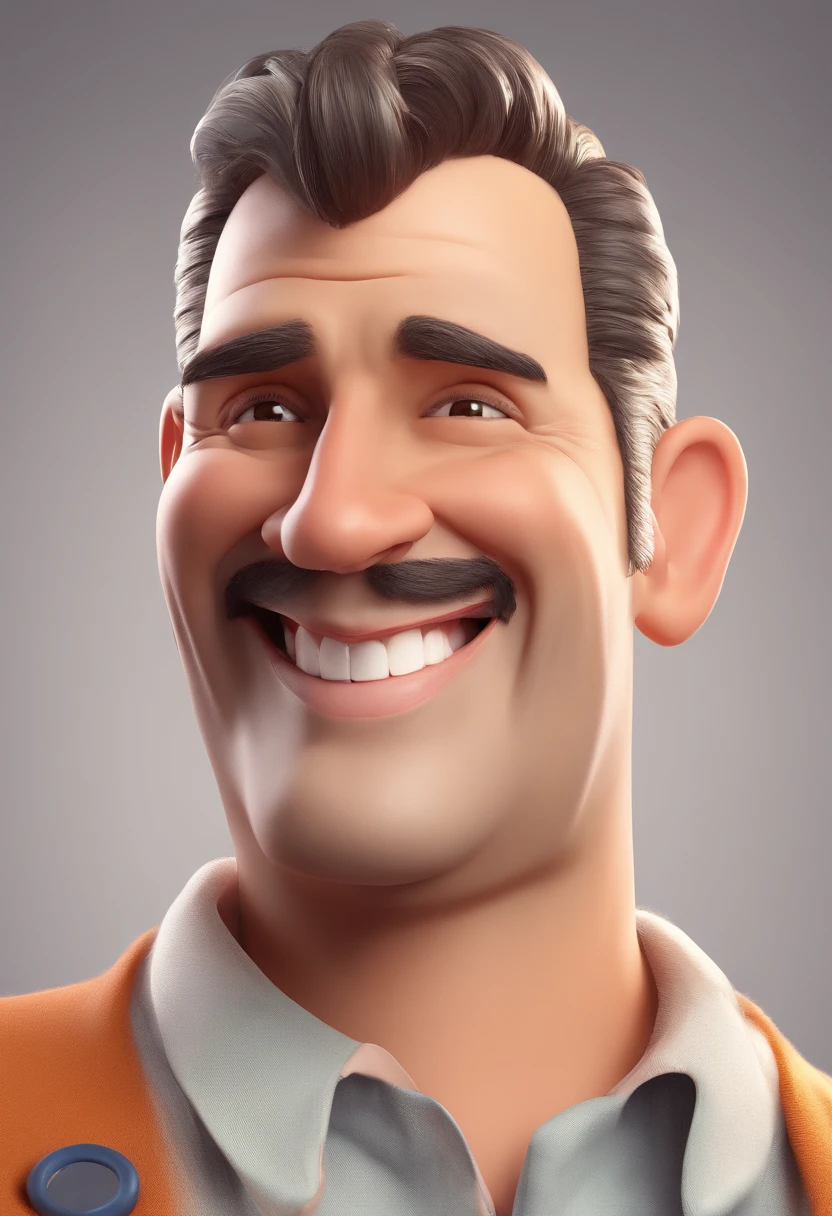 Smiling Man Illustration, sorriso insano, Homem de pele marrom com um sorriso gigante, happily smiling at the camera, sorriso atrevido, he's smiling, sorriso muito grande, Macho sorridente, foto de perfil headshot, rindo sorriso enorme, desenhando no estilo de Arte 3D, c4d, fundo de cor branco puro, estilo disney, estilo pixar render ilustracao Super Detalhe, 8k