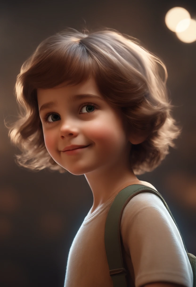 a happy cute standing short hair, vestindo uma fantasia espacial, , fundo branco, barnet, Tom, Estilo Pixar, ....3d, desenhos animados, rosto detalhado, asymmetrical 16k