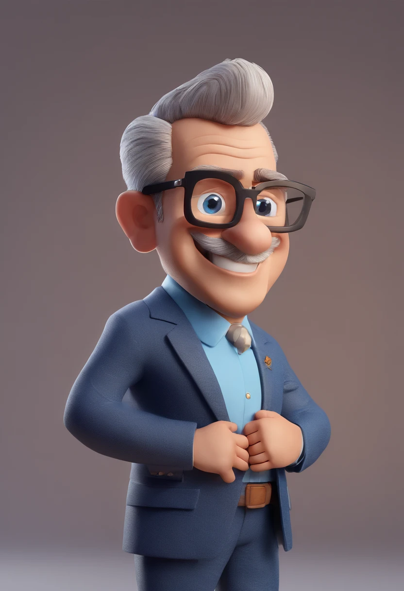 Cartoon character of a man with black glasses and a blue shirt, animation character, Caractere estilizado, animation style rendering, 3D estilizado, Arnold Maya render, 3 d render stylized, toon render keyshot, Personagem 3D, Personagem 3D, 3d rendering stylized, 3 d character render, personagem de desenho animado, Personagem de close up, Pose de personagem, (Estilo Pixar) (master part:1.2) (Bokeh) (best quality) (pele detalhada) (textura detalhada) (8k) (argila) (Cinematic lighting) (foco nítido