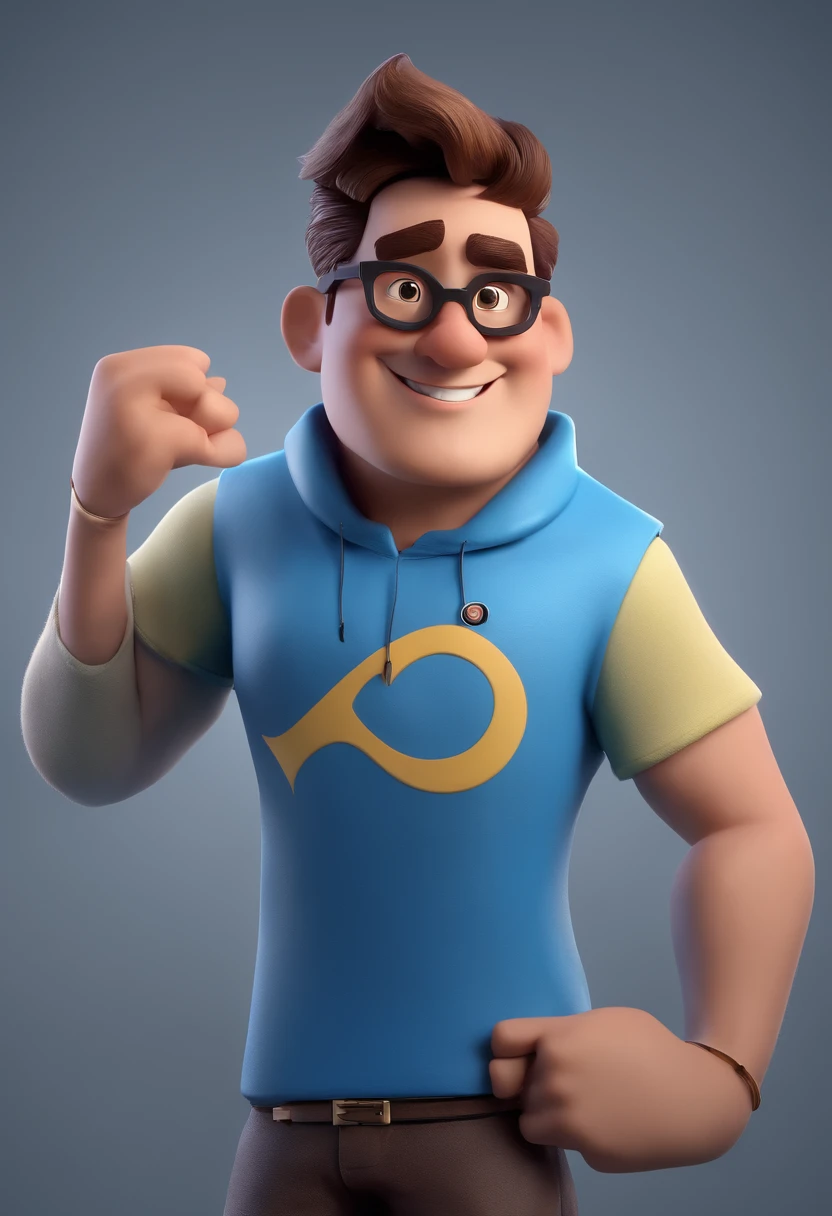 Cartoon character of a man with black glasses and a blue shirt, animation character, Caractere estilizado, animation style rendering, 3D estilizado, Arnold Maya render, 3 d render stylized, toon render keyshot, Personagem 3D, Personagem 3D, 3d rendering stylized, 3 d character render, personagem de desenho animado, Personagem de close up, Pose de personagem, (Estilo Pixar) (master part:1.2) (Bokeh) (best quality) (pele detalhada) (textura detalhada) (8k) (argila) (Cinematic lighting) (foco nítido