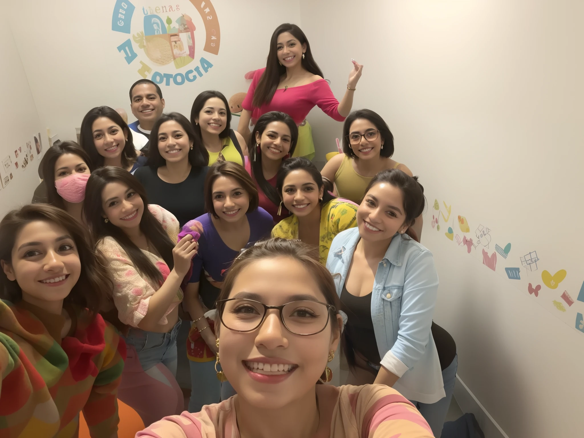 There are many women standing in a room together taking a selfie, foto de grupo, foto Selfie, Selfie!!!!!, 🔞🤡, imagem de perfil, foto do perfil, Capturado no iPhone, by Amelia Peláez, 🤬 🤮 💕 🎀, posar para uma foto, non blurry, seu madruga, Posando!!, Directed by: Olivia Peguero