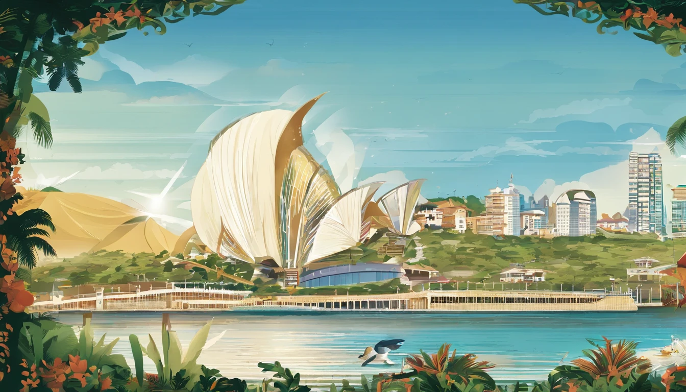 Create a commemorative billboard of the city of Damião-PB, located on Avenida da Praia, near Barcas station. The external area will have dimensions of 6 meters wide by 3 meters high and will have a gradient background, Starting with light blue at the top to represent the sky, transition to deeper blue at the bottom. no centro, highlighted is the title 'Niterói - 450 years of history and charm' in white letters with a golden hue. Posicione uma imagem proeminente do MAC (Museum of Contemporary Art) no canto superior esquerdo, ocupando cerca de 1/4 da largura e 1/3 da altura. No canto inferior direito, insert a 3x3 photo panel showing Sugarloaf Mountain, Parque da Cidade, Fortaleza de Santa Cruz, e Mirante da Boa Viagem, com bordas douradas. Abaixo as fotos, include informative text about Niterói, Its attractions, and History, Using a Legible Font in White Letters. No canto inferior direito, put the official logo of the 450 years of Niterói. Finalize o exterior com uma fina borda dourada para enquadramento, creating a piece that elegantly celebrates the city and highlights its tourist attractions.