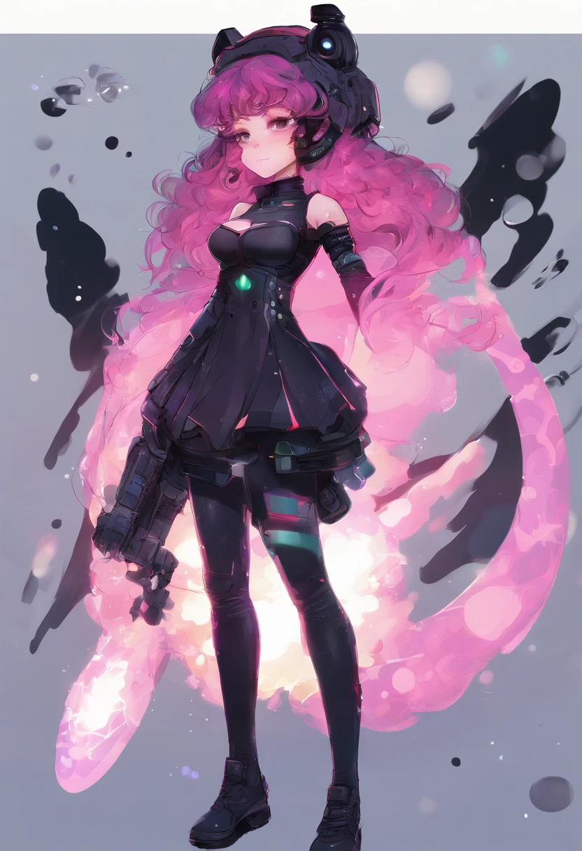 black dress, concept art inspired by Yuki Ogura, tumblr, digital art, anime girl with cosmic hair, girl in space, cosmic girl, red skin color, red-colored skin, bright black hole glowing eyes, figure, braided curly purple with stars inside space hair without bangs, absolutely no bangs on the hair, oversized starlit clothing