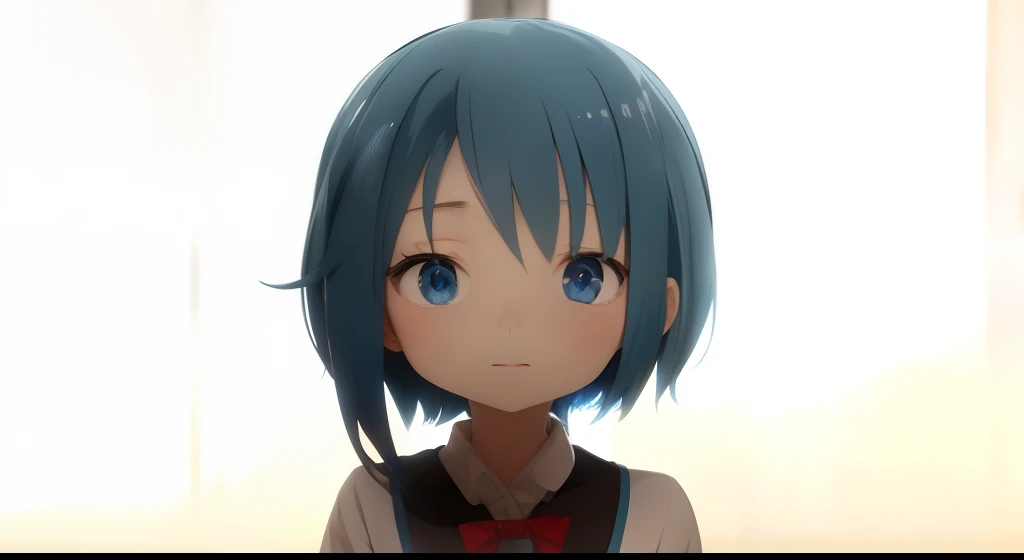 Blue hair,Blue eyes,student clothes,Live Action,a picture,4K