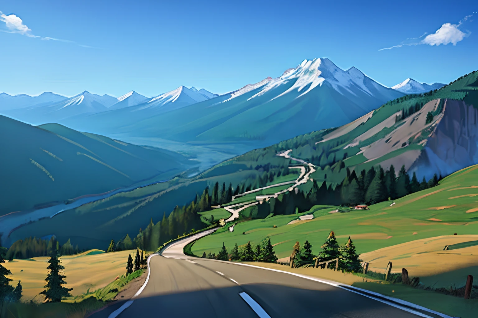 Mountain Trails、Road to the right、scenic:Wagas=1:3
