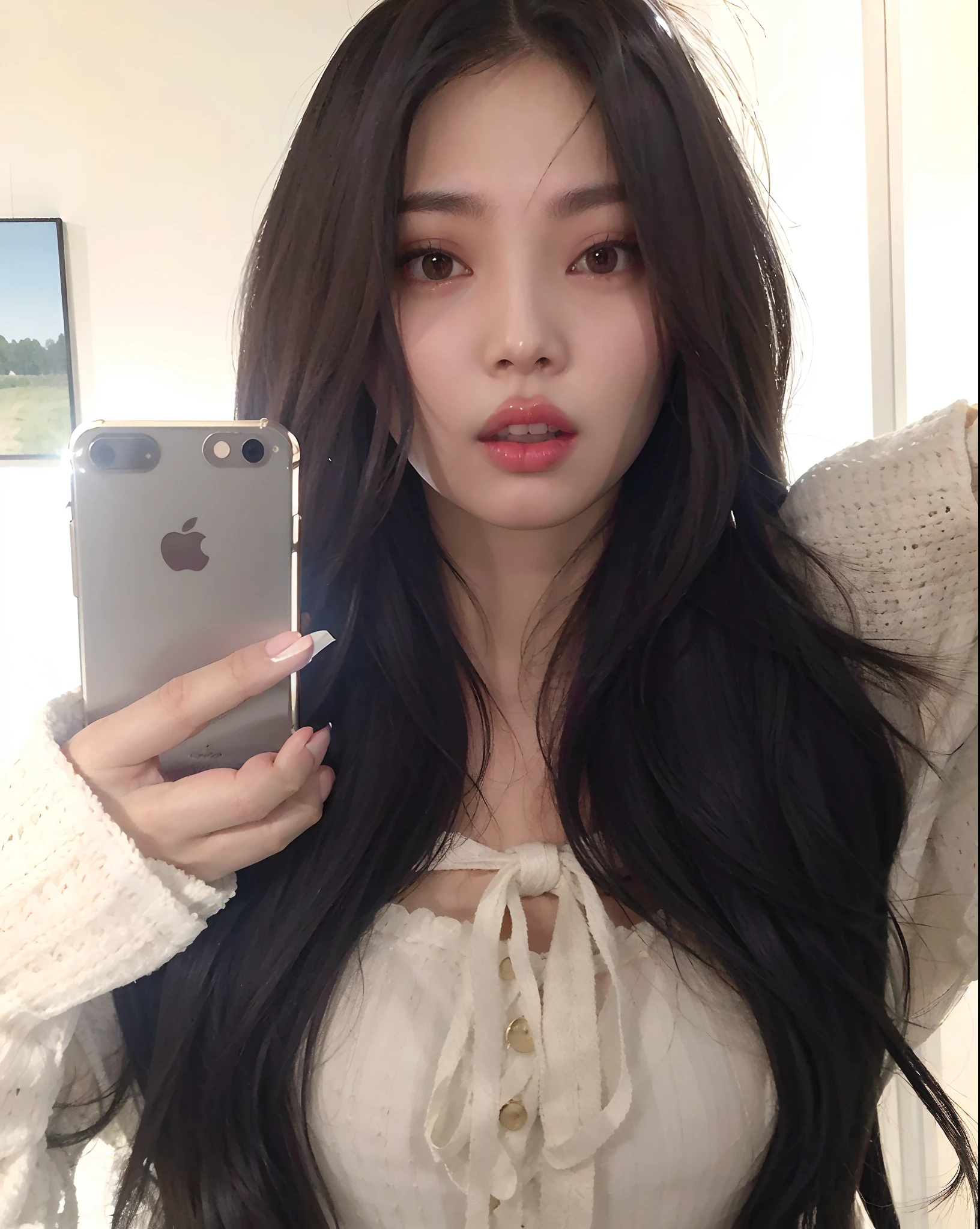 Araffe woman with long black hair holding a cell phone, ulzzang, Chica coreana, Hermosa joven coreana, Hermosa mujer surcoreana, Hermosa joven coreana, Blackpink Jennie, Heonhwa Choe, Jinyoung Shin, cruel korean goth girl, maquillaje coreano popular, maquillaje popular de Corea del Sur, Asian girl with long hair, iPhone selfie, Jaeyeon Nam