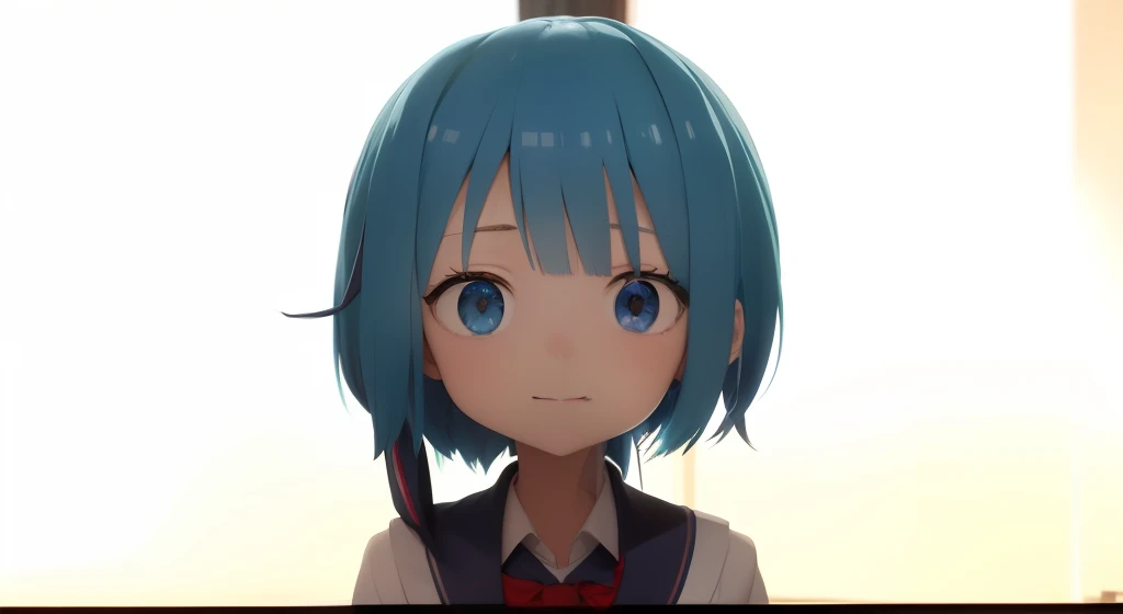 Blue hair,Blue eyes,student clothes,Live action,a picture,4K