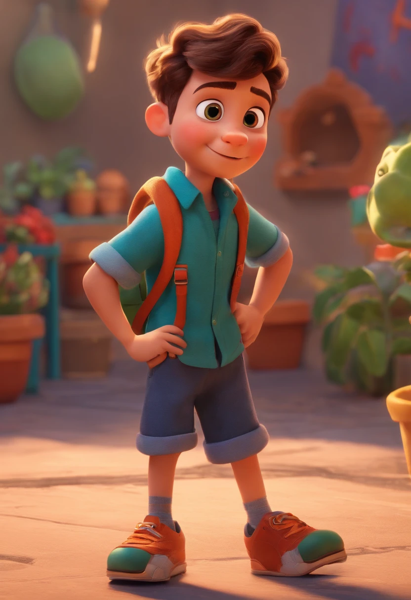 Image of a boy for a story in a YouTube video in Pixar format, He's the little allabester, He's the class leader, He's outgoing, Playful and gets up for a lot of things