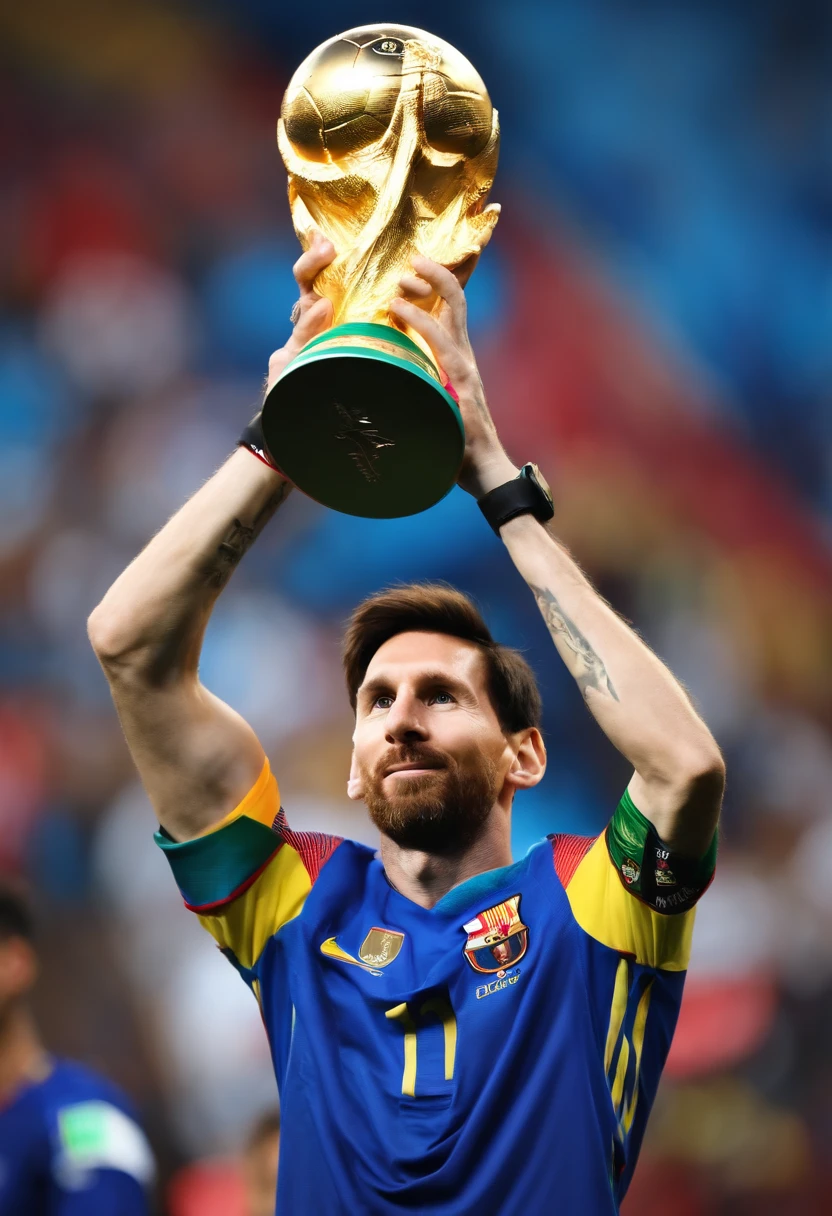 Messi holding the world cup