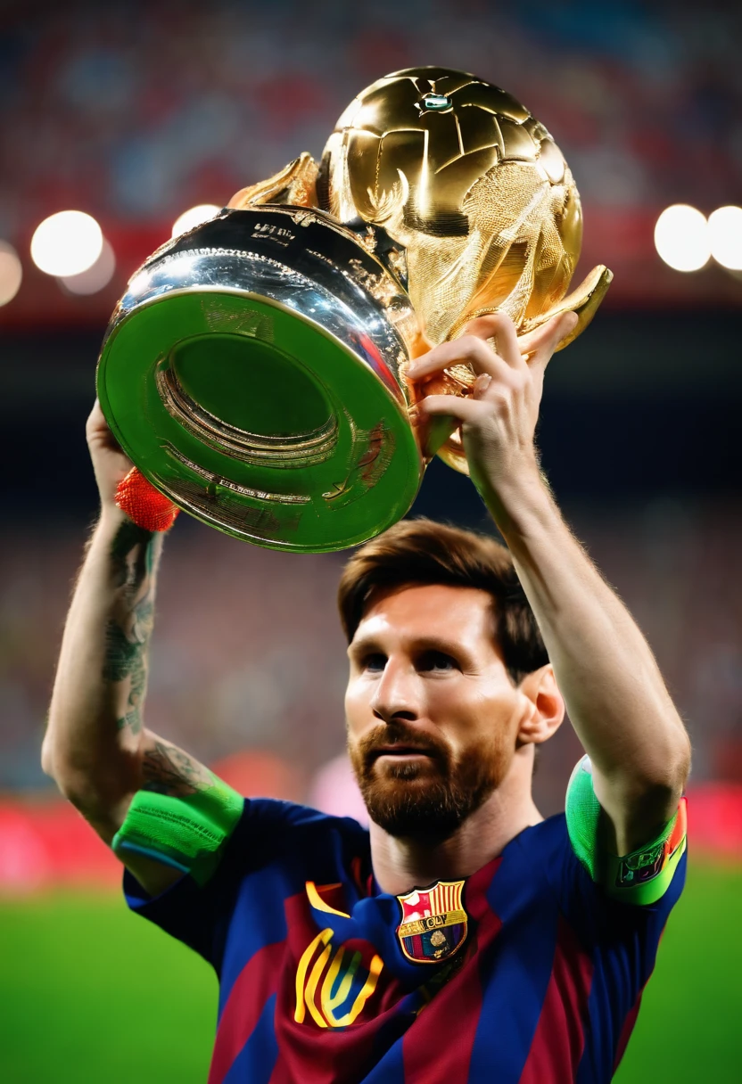 Messi holding the world cup