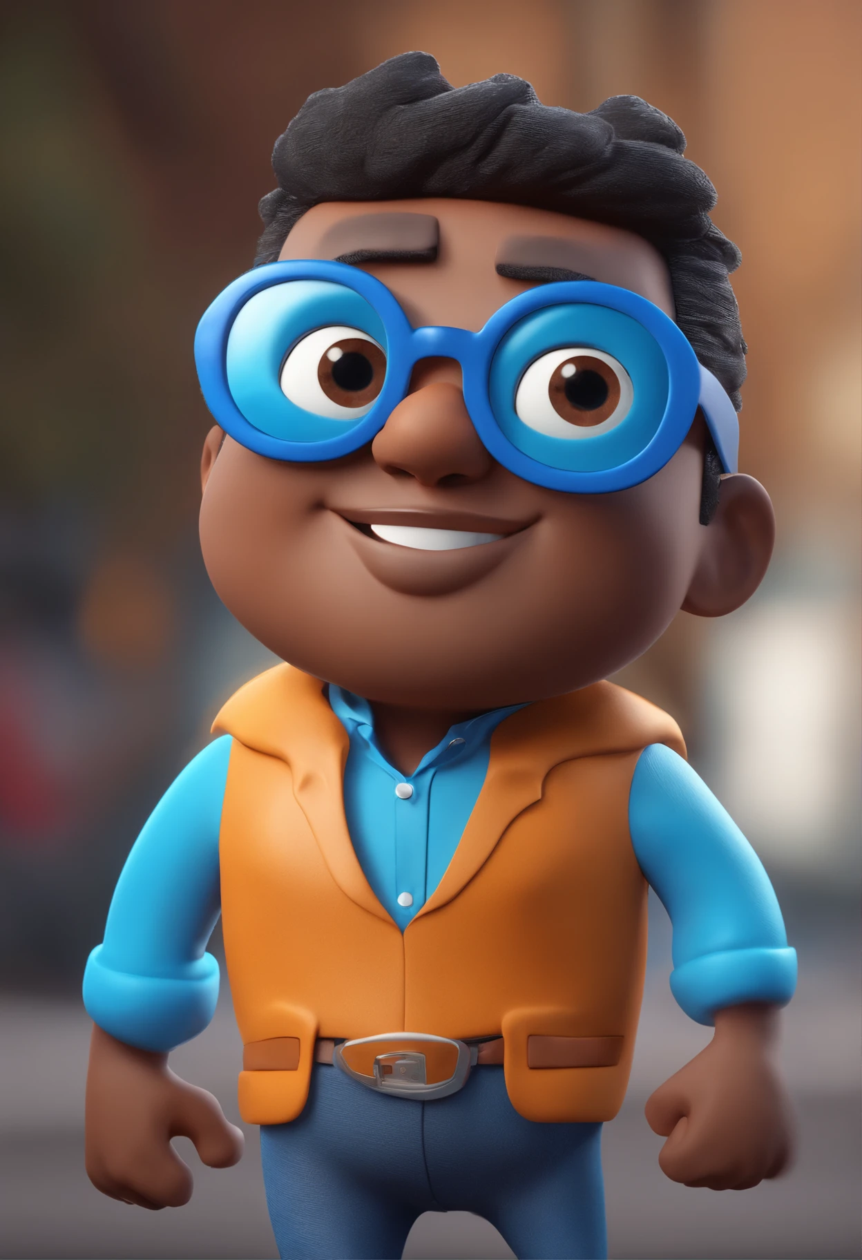Cartoon character of a man with black glasses and a blue shirt, animation character, Caractere estilizado, animation style rendering, 3D estilizado, Arnold Maya render, 3 d render stylized, toon render keyshot, Personagem 3D, Personagem 3D, 3d rendering stylized, 3 d character render, personagem de desenho animado, Personagem de close up, Pose de personagem, (Estilo Pixar) (master part:1.2) (Bokeh) (best quality) (pele detalhada) (textura detalhada) (8k) (argila) (Cinematic lighting) (foco nítido