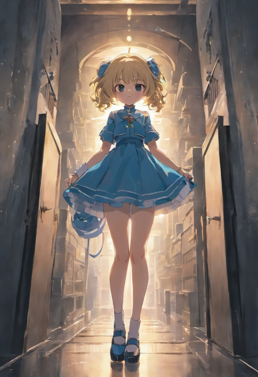 ((master part, best quality)),a girl, sozinho, vestir, Standing, halo, beco, ao ar livre, franja, vestido branco, cabelos brancos, cabelos longos, black footwear, industrial pipe, Olhando para o Viewer, ar-condicionado,Dark lighting, Lixo, lixeira, hxh2011